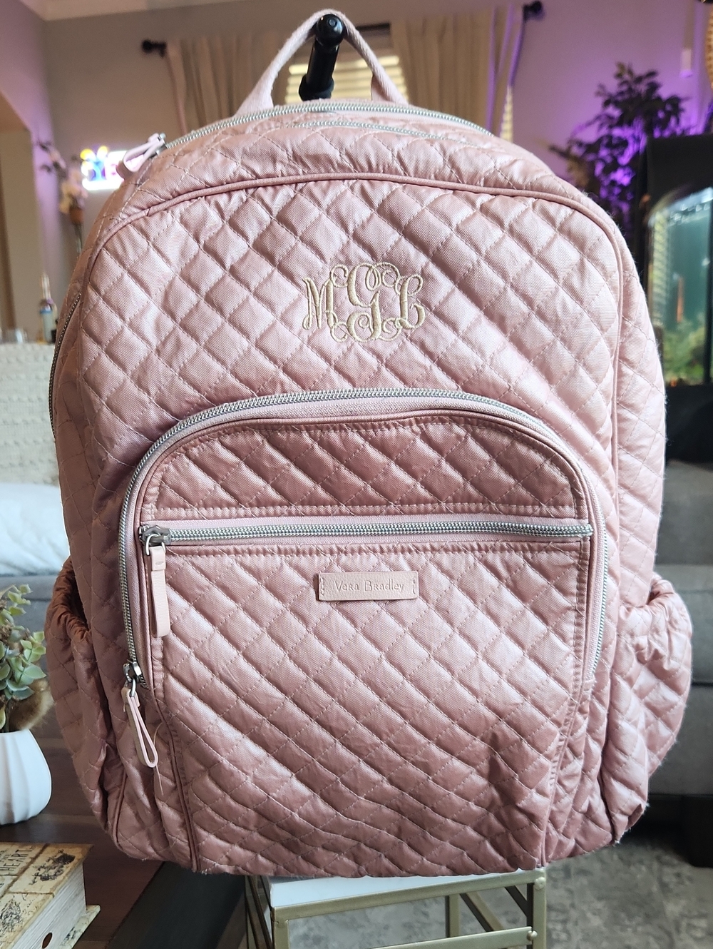 Vera Bradley Iconic Campus Backpack in the color Rose Quartz